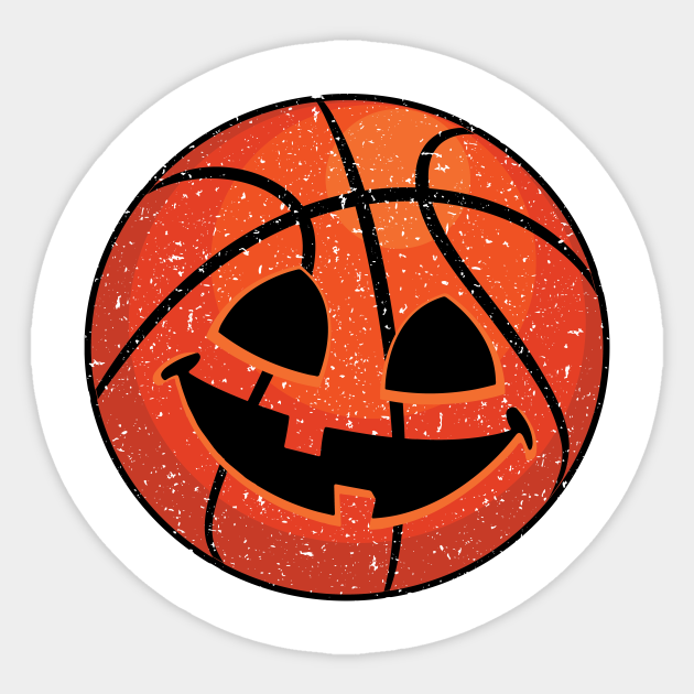 Basketball Pumpkin Vintage Halloween Basketball Sticker TeePublic